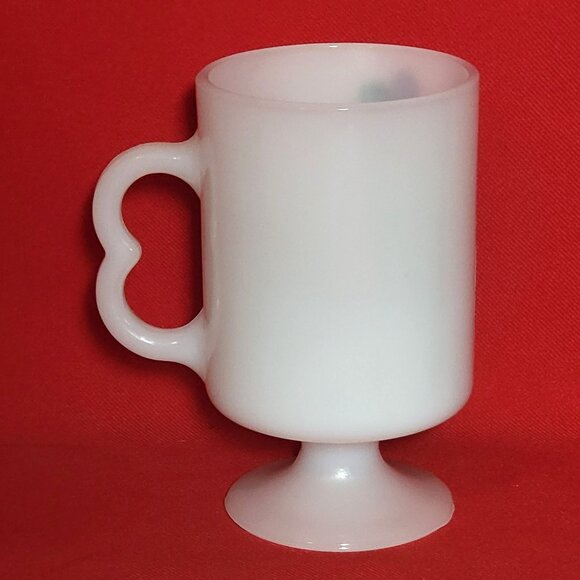 Walt Disney Productions White Milk Glass Cup Minnie Mouse Pedestal Footed Mug - Picture 2 of 11